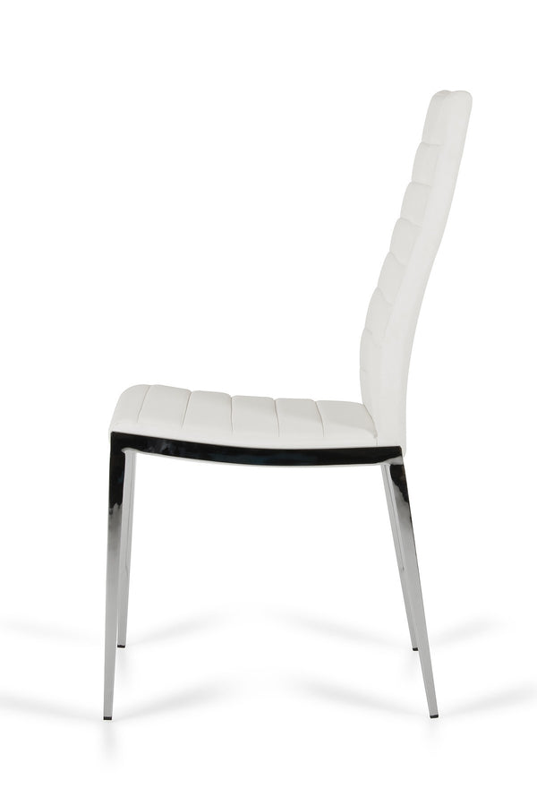 Homeroots Set Of Two White And Silver Upholstered Faux Leather Dining Side Chairs  Metal 283205