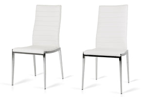 Homeroots Set Of Two White And Silver Upholstered Faux Leather Dining Side Chairs  Metal 283205