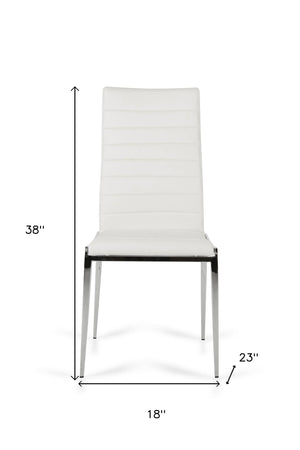 Homeroots Set Of Two White And Silver Upholstered Faux Leather Dining Side Chairs  Metal 283205