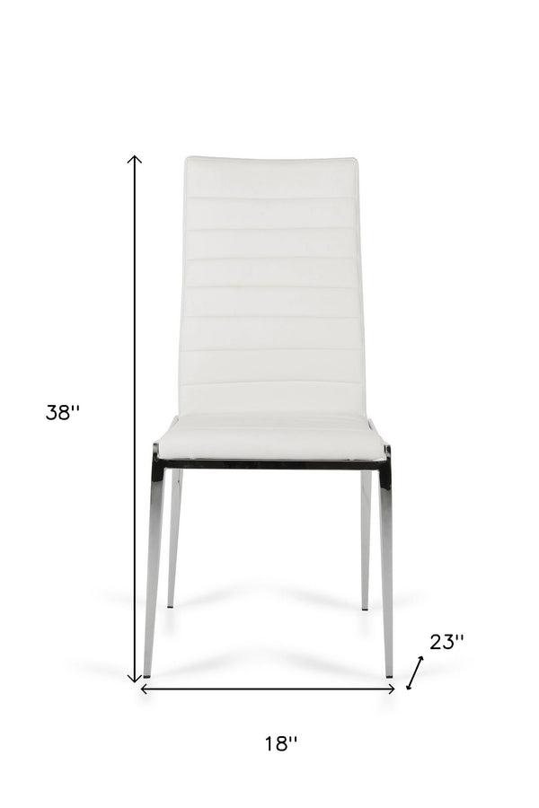 Homeroots Set Of Two White And Silver Upholstered Faux Leather Dining Side Chairs  Metal 283205