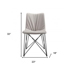 Homeroots Set Of Two Gray And Black Upholstered Faux Leather Dining Side Chairs  Metal 283209