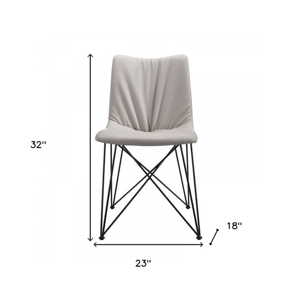 Homeroots Set Of Two Gray And Black Upholstered Faux Leather Dining Side Chairs  Metal 283209