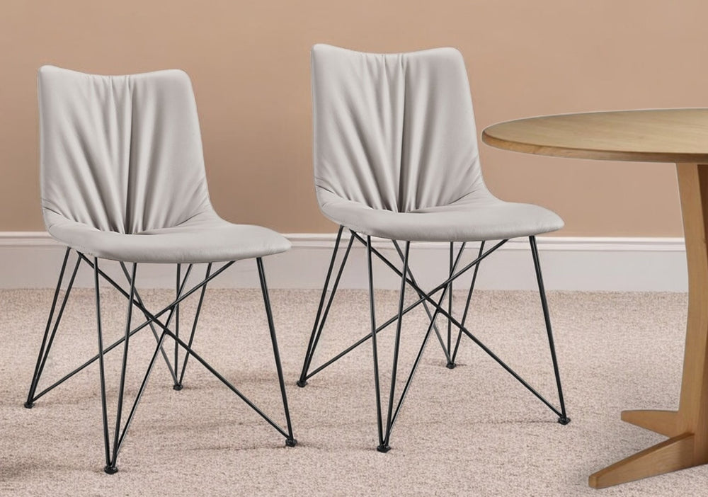 Homeroots Set Of Two Gray And Black Upholstered Faux Leather Dining Side Chairs  Metal 283209