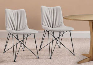 Homeroots Set Of Two Gray And Black Upholstered Faux Leather Dining Side Chairs  Metal 283209