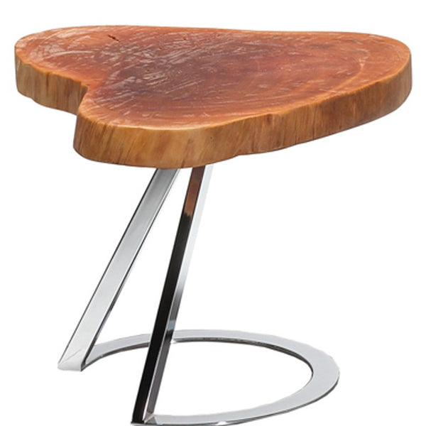 Homeroots 16" Live Edge Wood And Steel End Table   283222