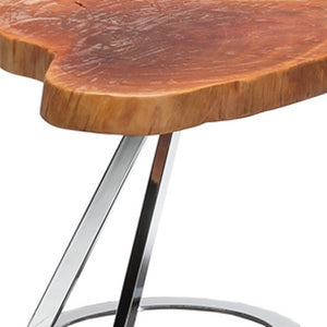Homeroots 16" Live Edge Wood And Steel End Table   283222