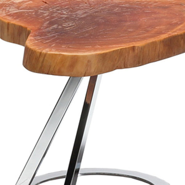 Homeroots 16" Live Edge Wood And Steel End Table   283222