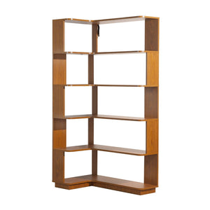 English Elm 90cm Five Tier L-shaped Corner Bookcase Open Wood Shelving Unit for Home Office W2899P444147