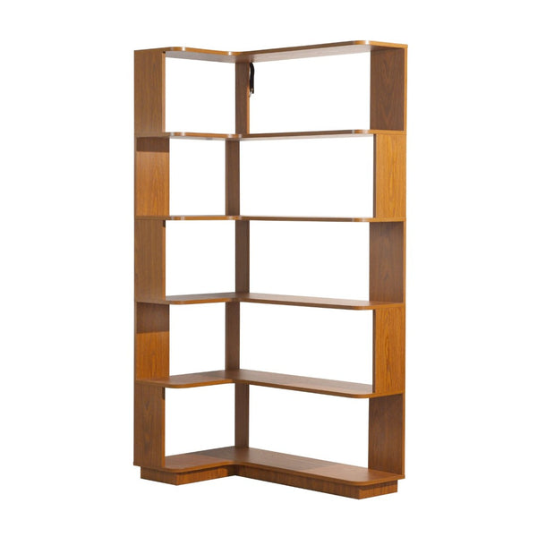 English Elm 90cm Five Tier L-shaped Corner Bookcase Open Wood Shelving Unit for Home Office W2899P444147
