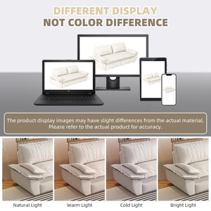 English Elm 73.2" Queen Sleeper Sofa Convertible Corduroy Loveseat for Guest Room or Living Space Beige+White W1885S00328