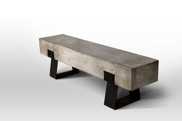 Homeroots 75" Gray And Black Metal And Concrete Indoor Outdoor Bench  Concrete 283275