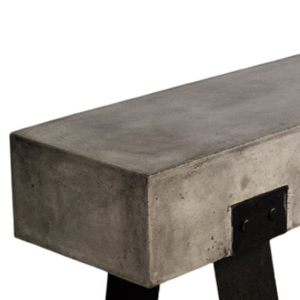 Homeroots 75" Gray And Black Metal And Concrete Indoor Outdoor Bench  Concrete 283275
