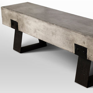 Homeroots 75" Gray And Black Metal And Concrete Indoor Outdoor Bench  Concrete 283275