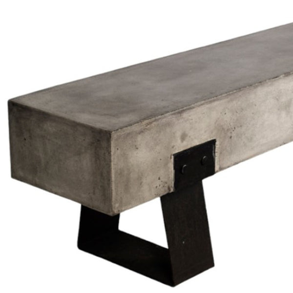 Homeroots 75" Gray And Black Metal And Concrete Indoor Outdoor Bench  Concrete 283275