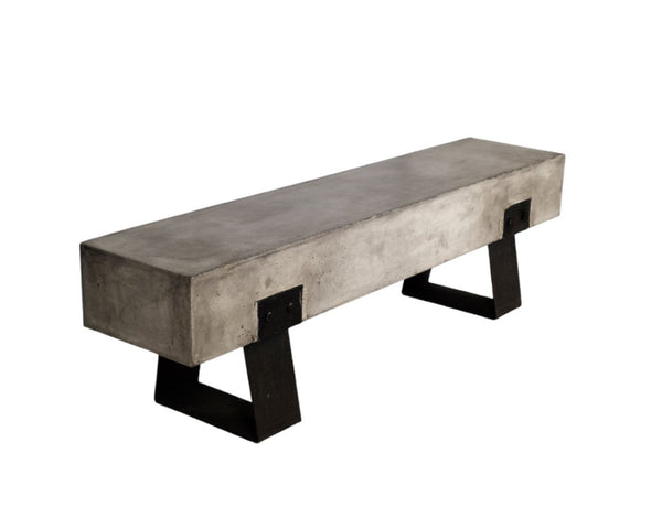 Homeroots 75" Gray And Black Metal And Concrete Indoor Outdoor Bench  Concrete 283275