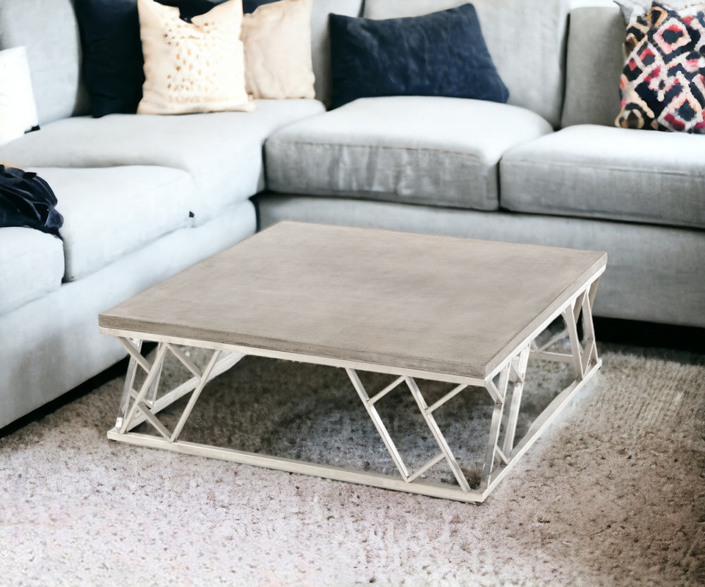 Homeroots 13" Concrete And Steel Coffee Table   283278