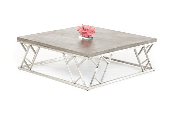 Homeroots 13" Concrete And Steel Coffee Table   283278