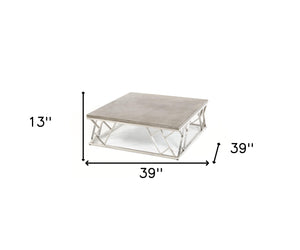 Homeroots 13" Concrete And Steel Coffee Table   283278