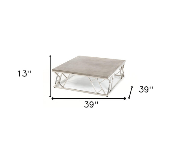 Homeroots 13" Concrete And Steel Coffee Table   283278