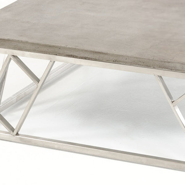 Homeroots 13" Concrete And Steel Coffee Table   283278