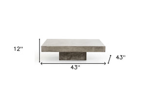Homeroots 43" Gray And Dark Gray Concrete Square Coffee Table   283282