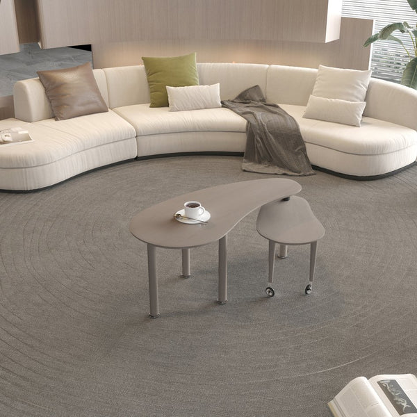 English Elm Contemporary rotatable cocktail table with 360° swivel top, sintered stone & MDF surface, space-saving design Dark Brown W2899P372753