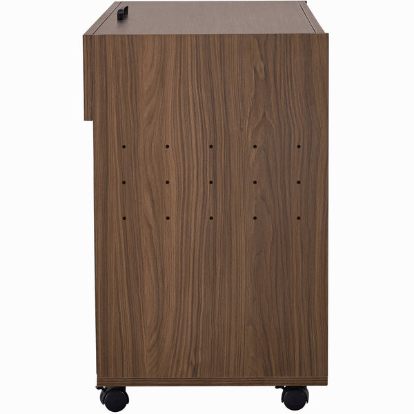 English Elm 2 IN 1 Multi-use Cat Litter Box Enclosure Walnut Side Table with Storage, Mid-Century Modern Buffet Cabinet, Flip-Up Door, Rollers, Large Capacity — 35.5"L x16.3"W x27.2"H N843P254845W