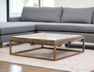HomeRoots 42" Modern Industrial Dark Gray Concrete Coffee Table with Rust Iron Base - Stylish & Functional Centerpiece 283304