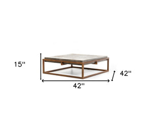Homeroots 42" Dark Gray And Rust Concrete And Iron Square Coffee Table   283304
