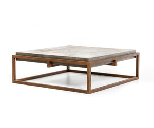 Homeroots 42" Dark Gray And Rust Concrete And Iron Square Coffee Table   283304