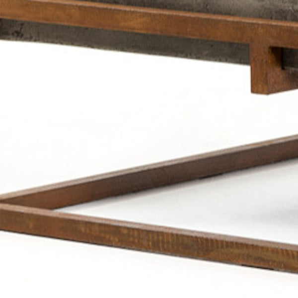 Homeroots 42" Dark Gray And Rust Concrete And Iron Square Coffee Table   283304