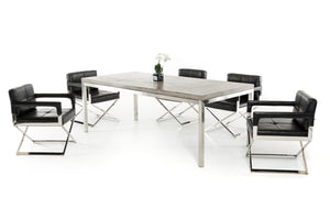 Homeroots 30" Concrete And Stainless Steel Dining Table  Stainless Steel 283306