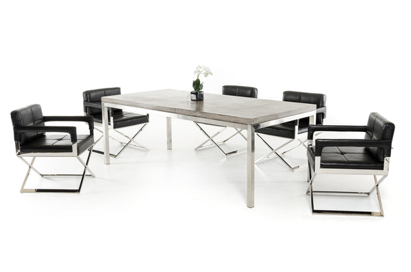 Homeroots 30" Concrete And Stainless Steel Dining Table  Stainless Steel 283306