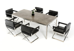 Homeroots 30" Concrete And Stainless Steel Dining Table  Stainless Steel 283306