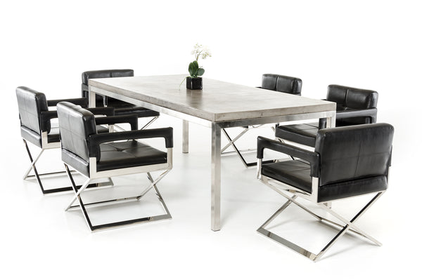 Homeroots 30" Concrete And Stainless Steel Dining Table  Stainless Steel 283306