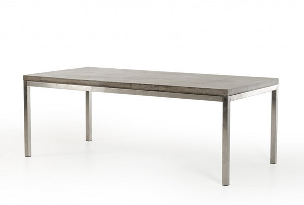 Homeroots 30" Concrete And Stainless Steel Dining Table  Stainless Steel 283306