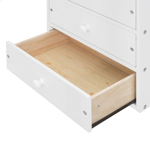 English Elm Full Size Loft Bed with Desk Drawers Led Strip and Staircase for Teen Rooms White LT000258AAK-1