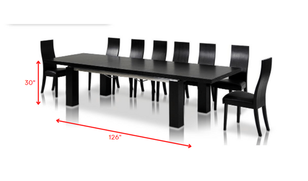 Homeroots Modern Black Oak Finish Extendable Dining Table  Mdf 283324