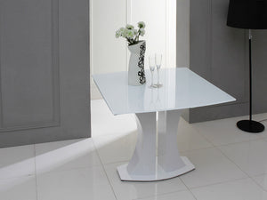 Homeroots 30" White Glass  Mdf  And Steel Extendable Dining Table  Glass 283331