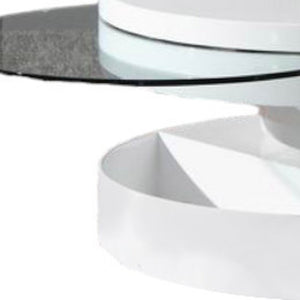 Homeroots 15" Mdf And Glass Swivel Coffee Table   283332