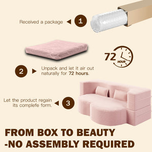 English Elm Modern Corduroy Floor Sofa Foldable Twin Sleeper Foam Filled for Dorms and Playrooms Baby Pink W1885P446611