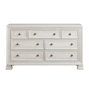 English Elm Classic Pearl White Seven Drawer Dresser Ash Veneer Egg Dart Molding Bedroom B011P242369