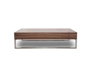 Homeroots 13" Walnut Veneer  Steel  And Glass Coffee Table   283387