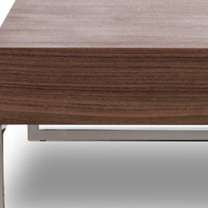 Homeroots 13" Walnut Veneer  Steel  And Glass Coffee Table   283387