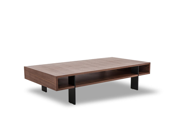 Homeroots 13" Walnut Veneer And Aluminum Coffee Table   283392