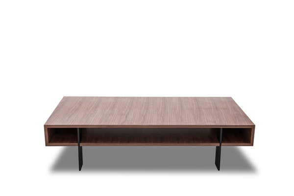 Homeroots 13" Walnut Veneer And Aluminum Coffee Table   283392
