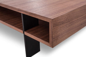 Homeroots 13" Walnut Veneer And Aluminum Coffee Table   283392