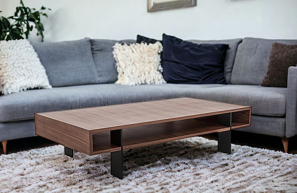 Homeroots 13" Walnut Veneer And Aluminum Coffee Table   283392
