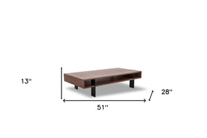 Homeroots 13" Walnut Veneer And Aluminum Coffee Table   283392