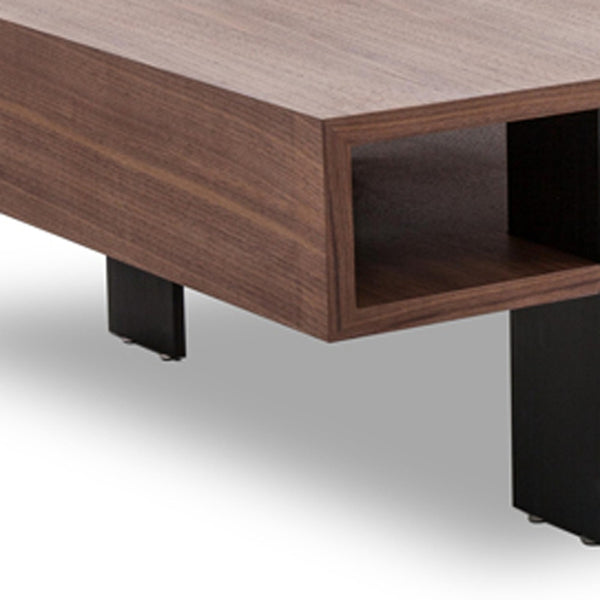 Homeroots 13" Walnut Veneer And Aluminum Coffee Table   283392